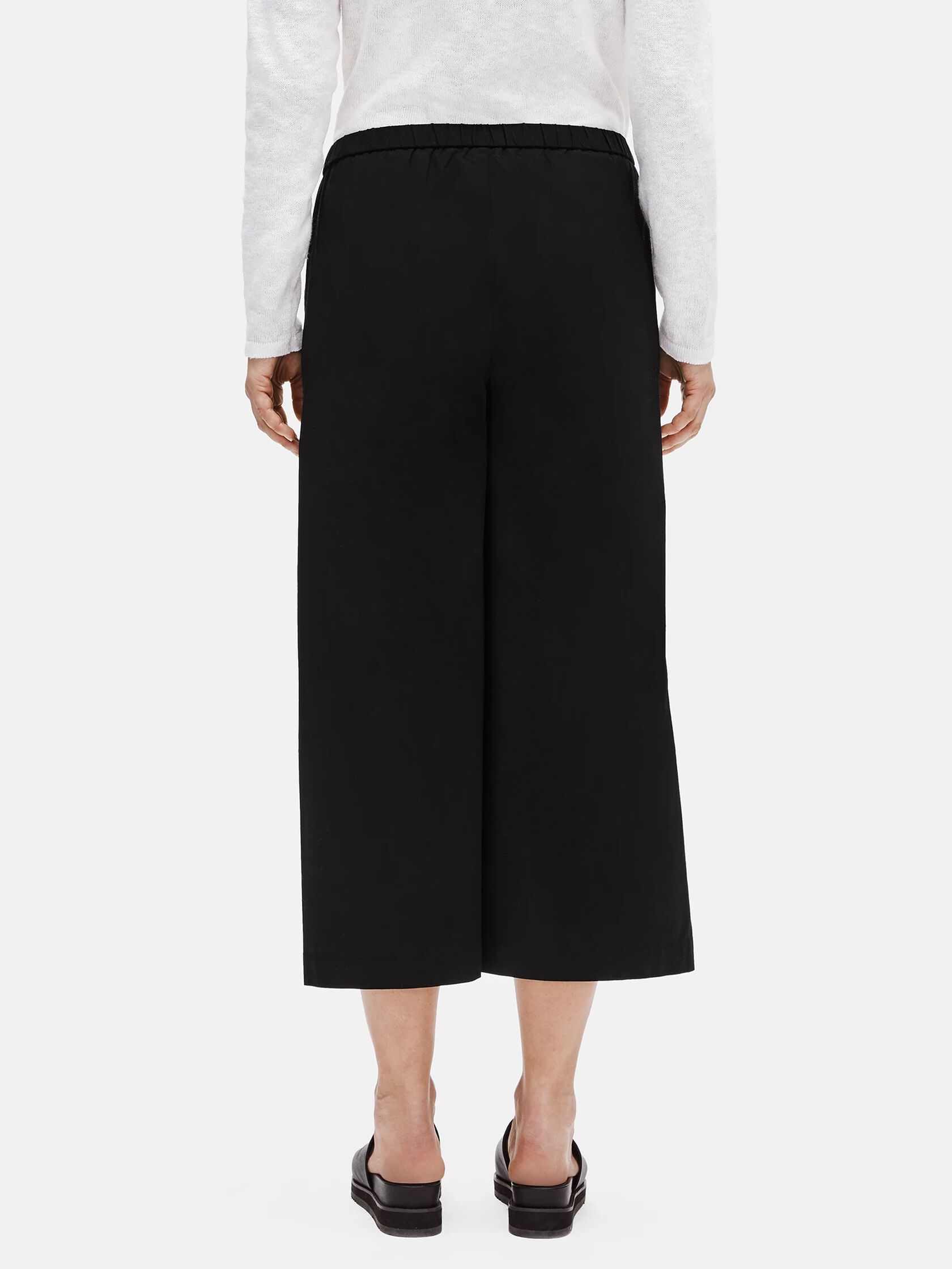 Organic Cotton Poplin Wide Cropped Pant