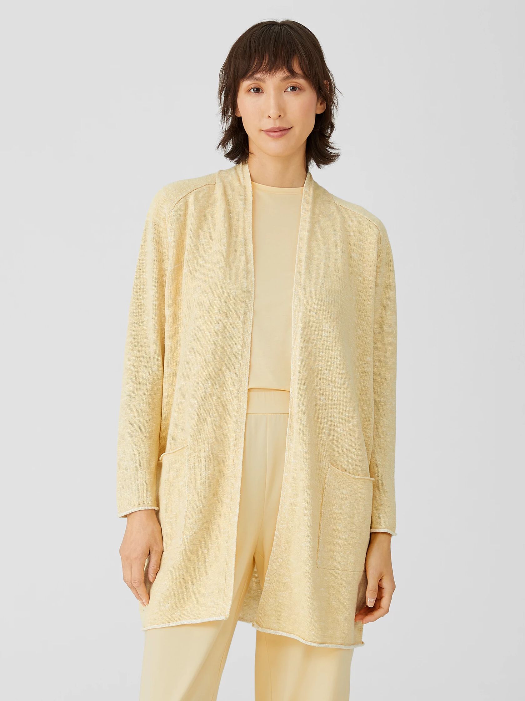 Organic Cotton Linen Slub Long Cardigan