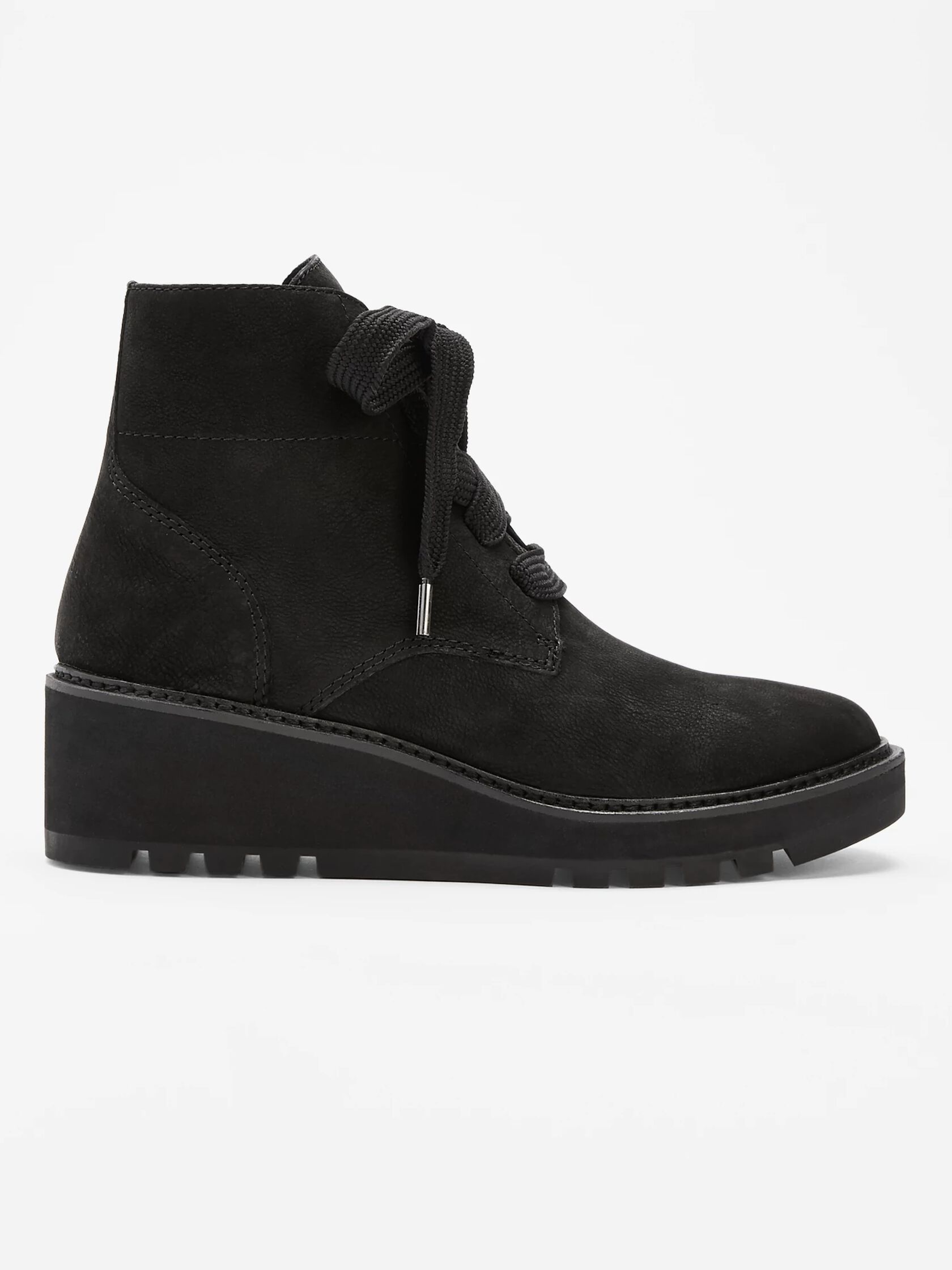 Collar Tumbled Nubuck Wedge Bootie
