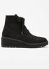 Collar Tumbled Nubuck Wedge Bootie