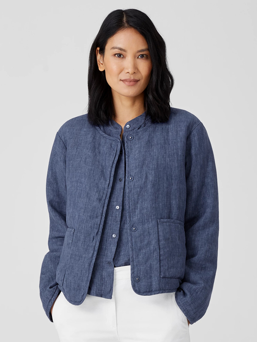 Washed Organic Linen Delave Padded Jacket