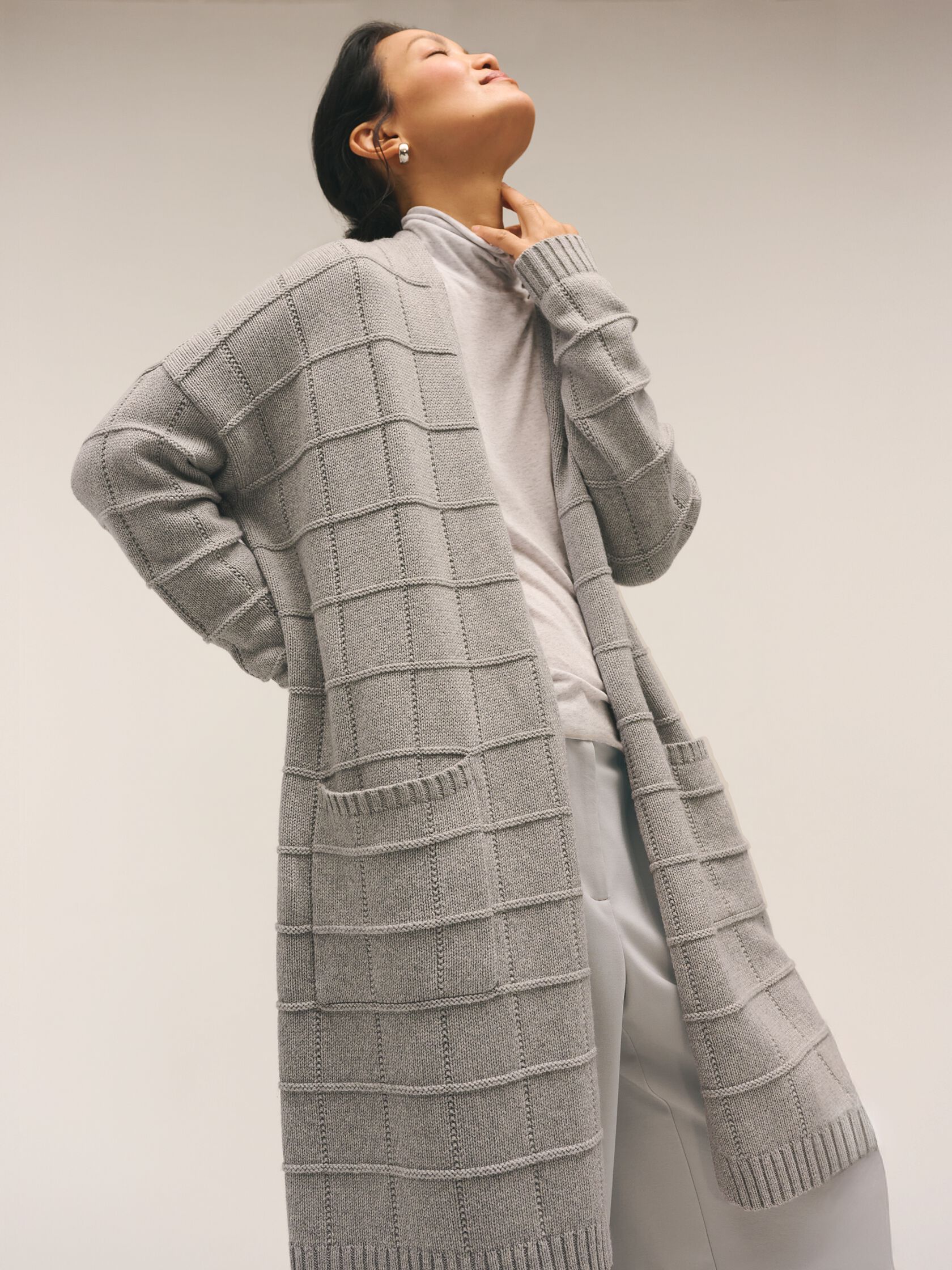 Cotton & Recycled Cashmere Long Cardigan