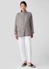 Washed Organic Linen Delave Stand Collar Jacket