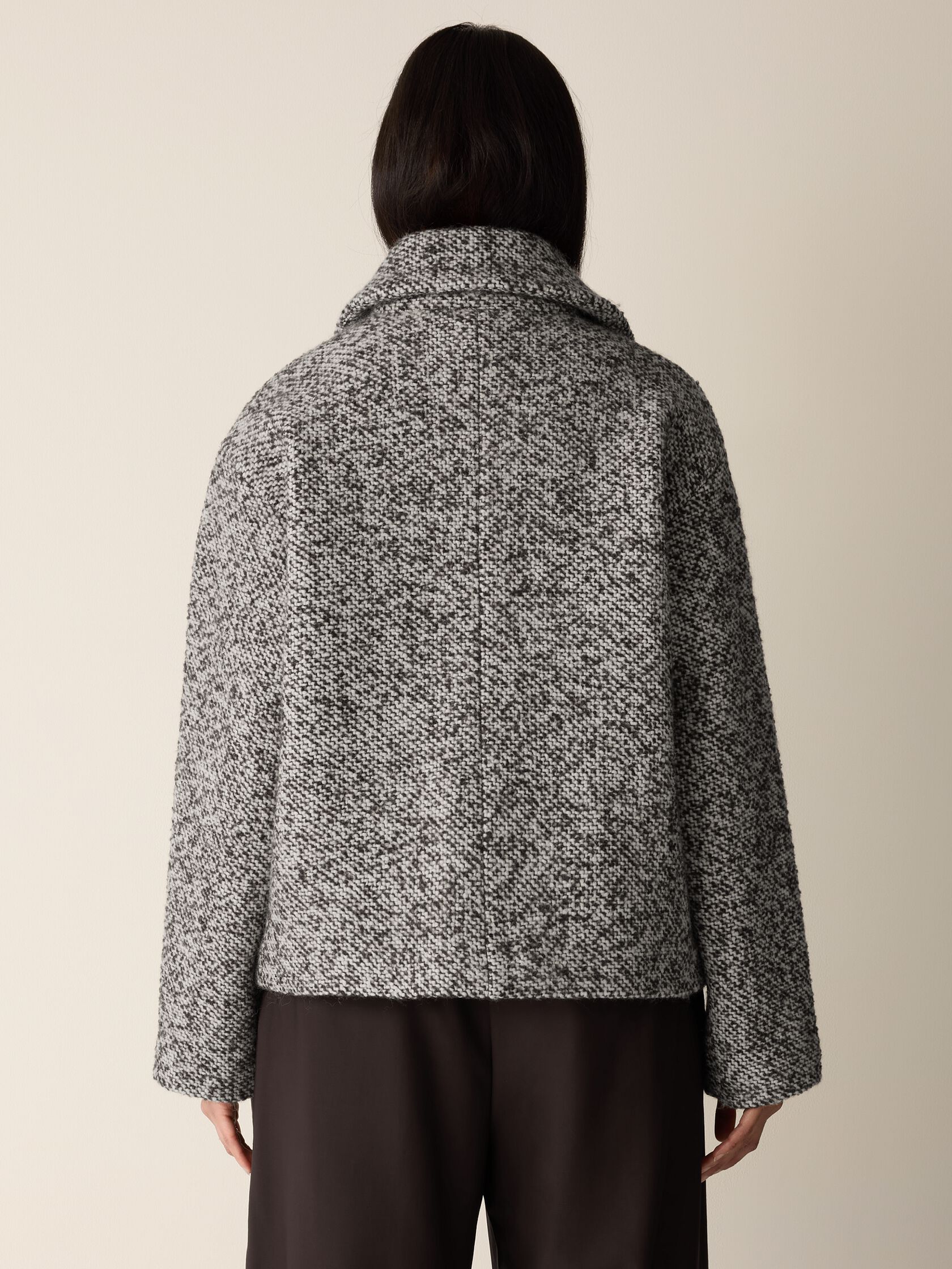 Marled Wool Tweed Classic Collar Jacket