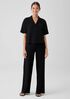 Washable Stretch Crepe High-Waisted Wide Pant