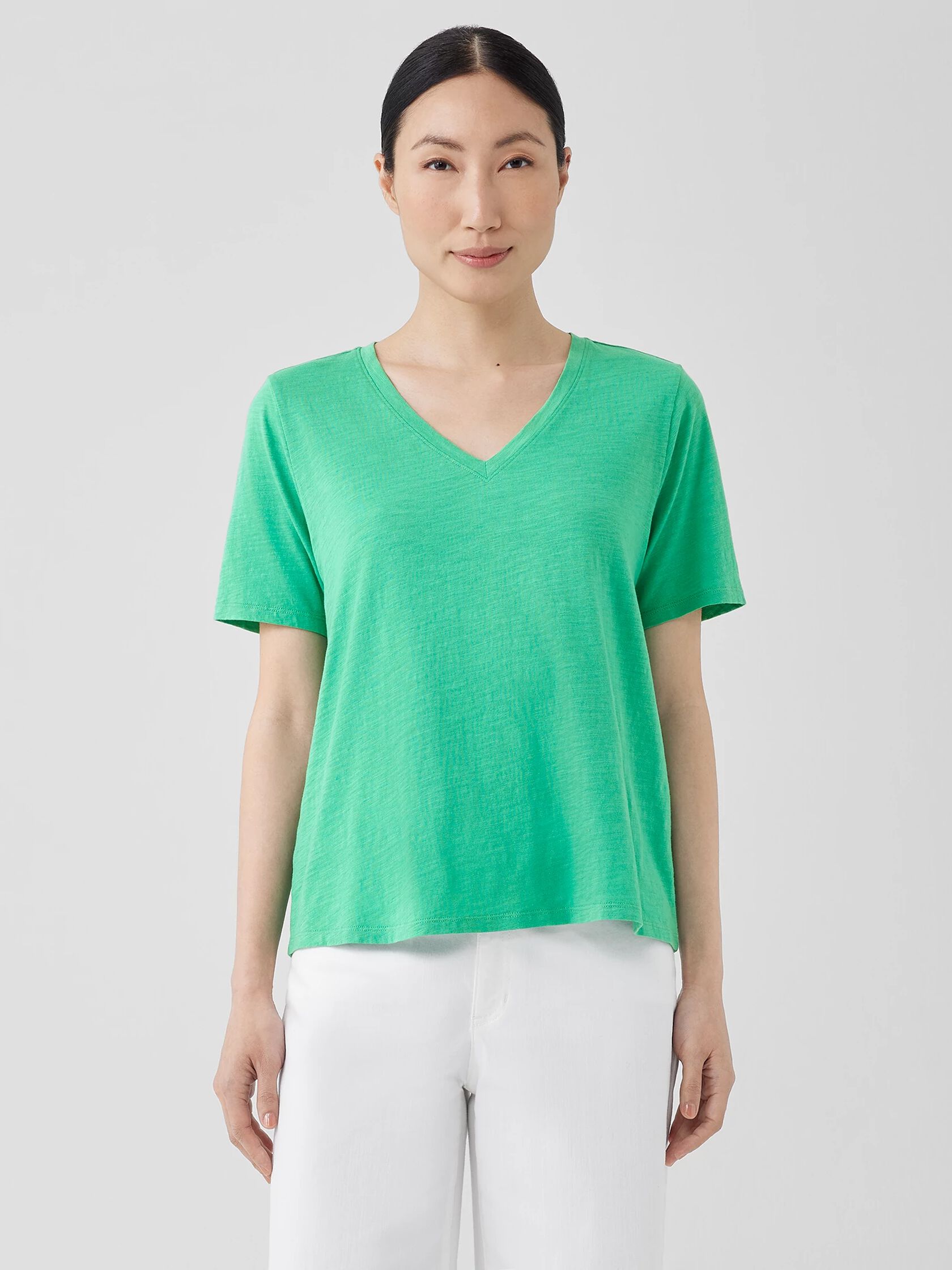 Organic Cotton Slub V-Neck Tee