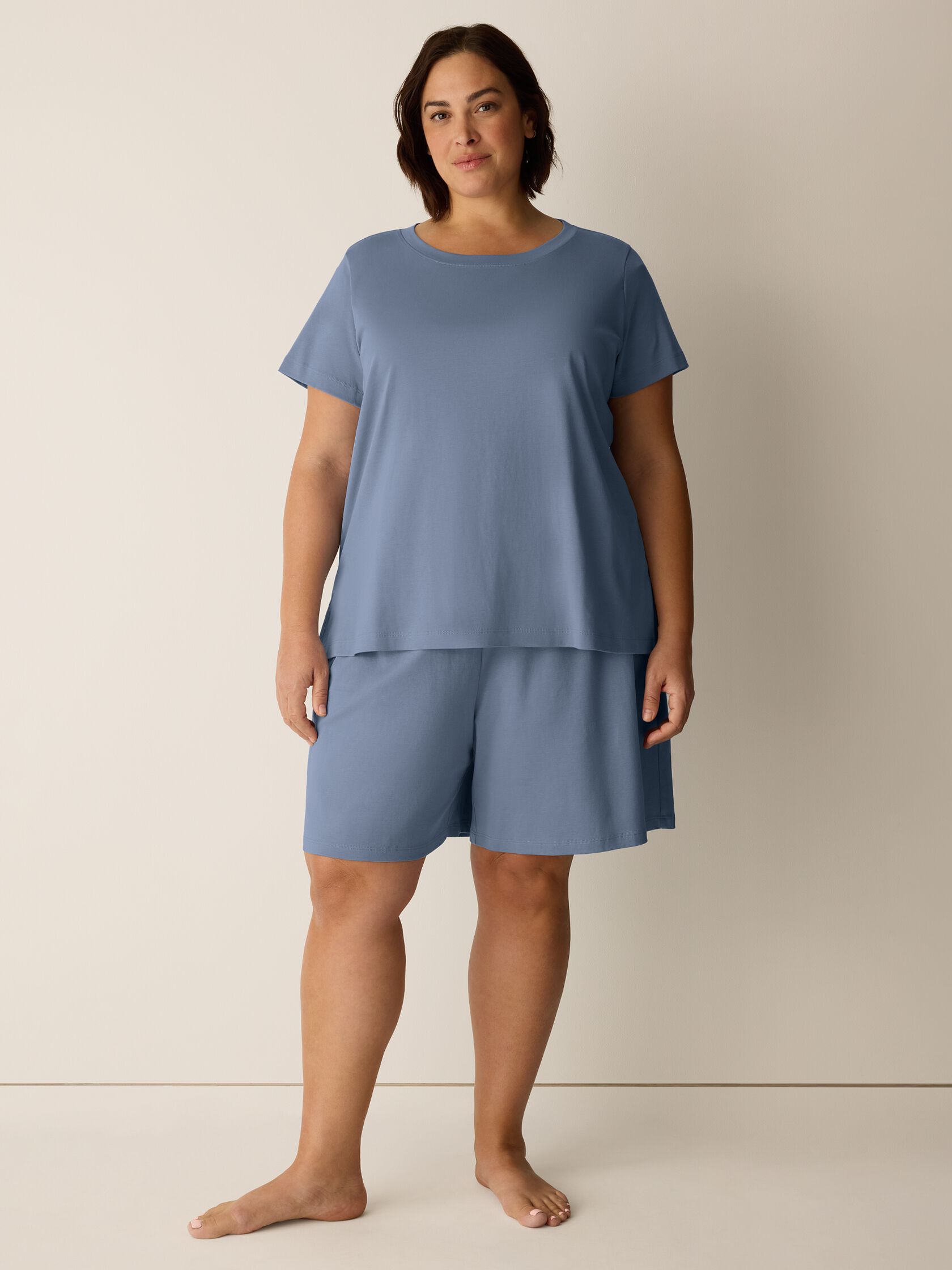 Organic Cotton Interlock Jewel Neck Sleep Tee