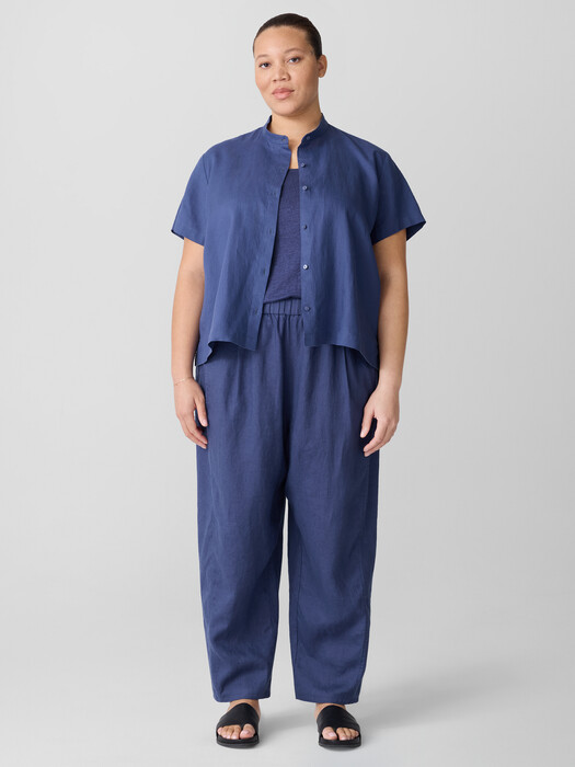 Organic Handkerchief Linen Band Collar Shirt