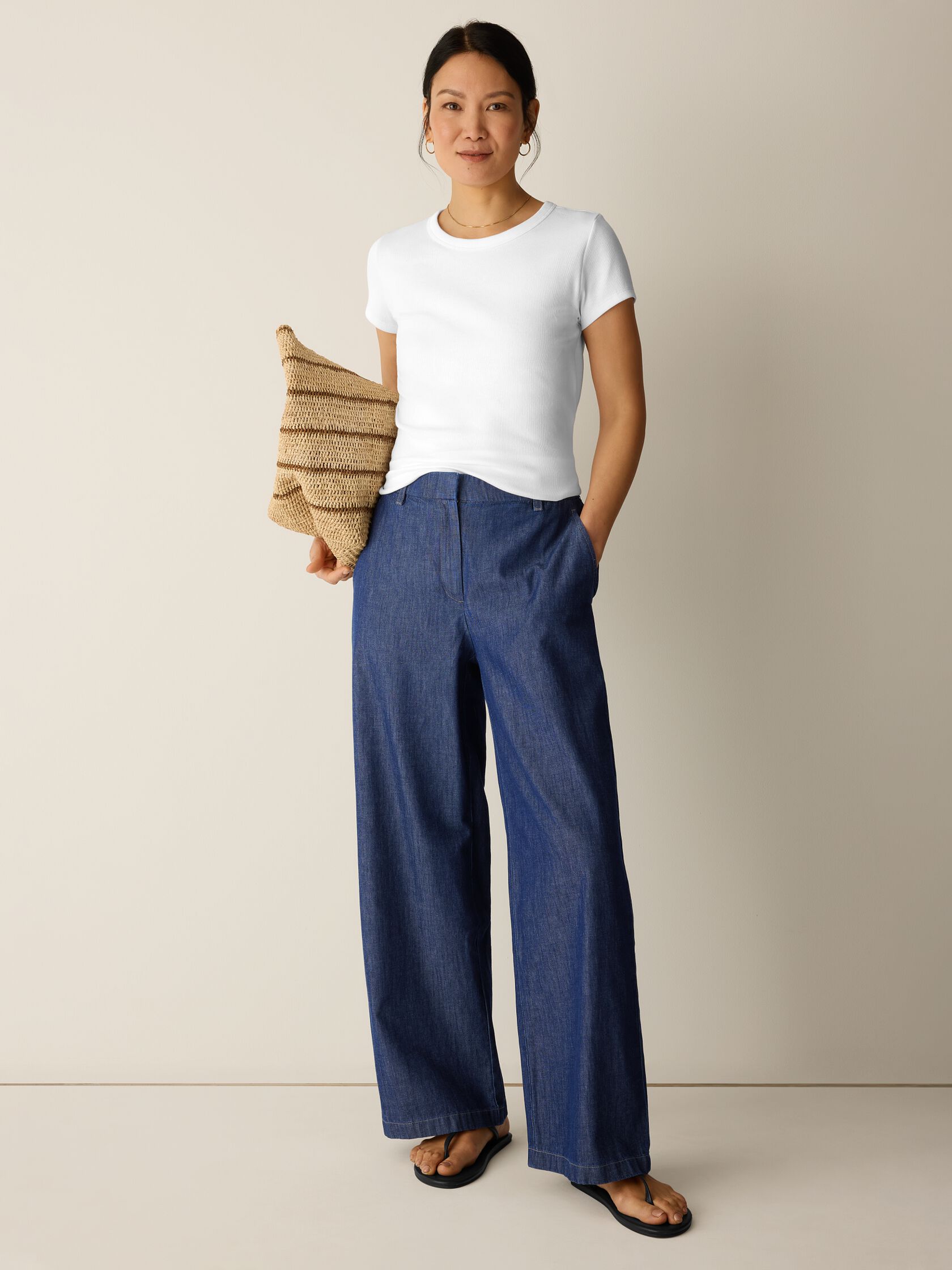 Lightweight Organic Cotton Denim Full-Length Trouser
