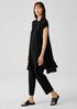 Silk Georgette Crepe Bateau Neck Long Top