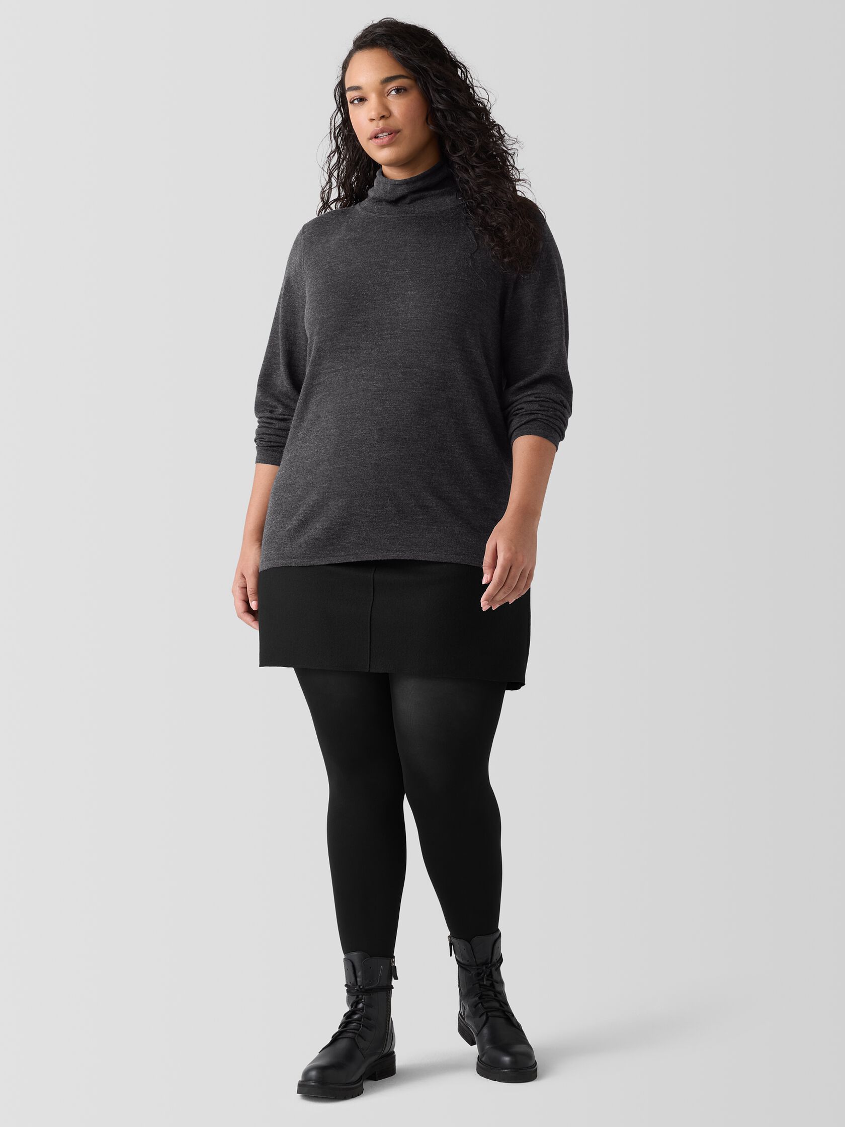 Fine Merino Turtleneck Top in Regenerative Wool