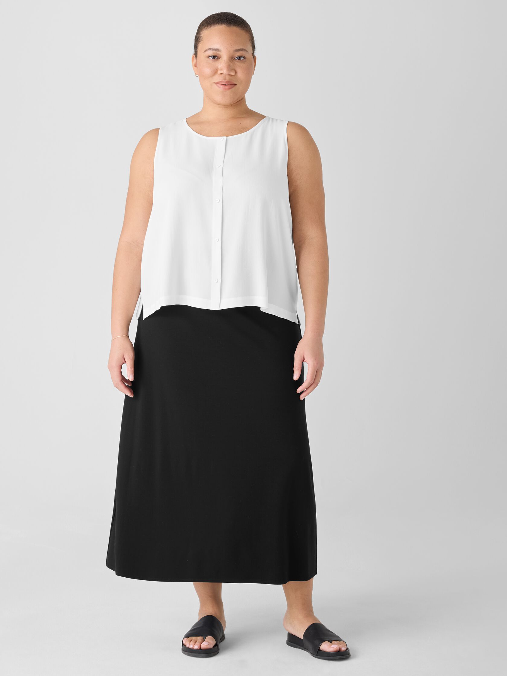 Stretch Jersey Knit A-Line Skirt