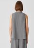 Puckered Organic Linen Mandarin Collar Shirt
