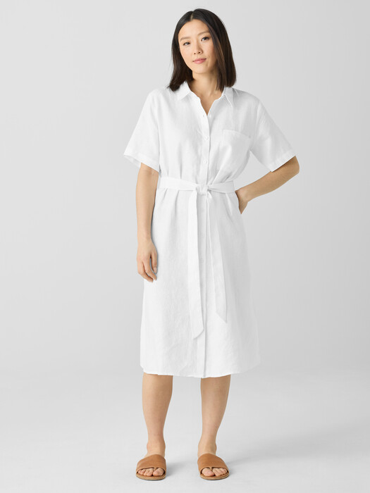 Eileen Fisher - Women's Organic Linen Classic Collar Shirtdress - White - Size: Large regular Eileen Fisher - Women's Organic Linen Classic Collar Shirtdress - White - Size: Large regular