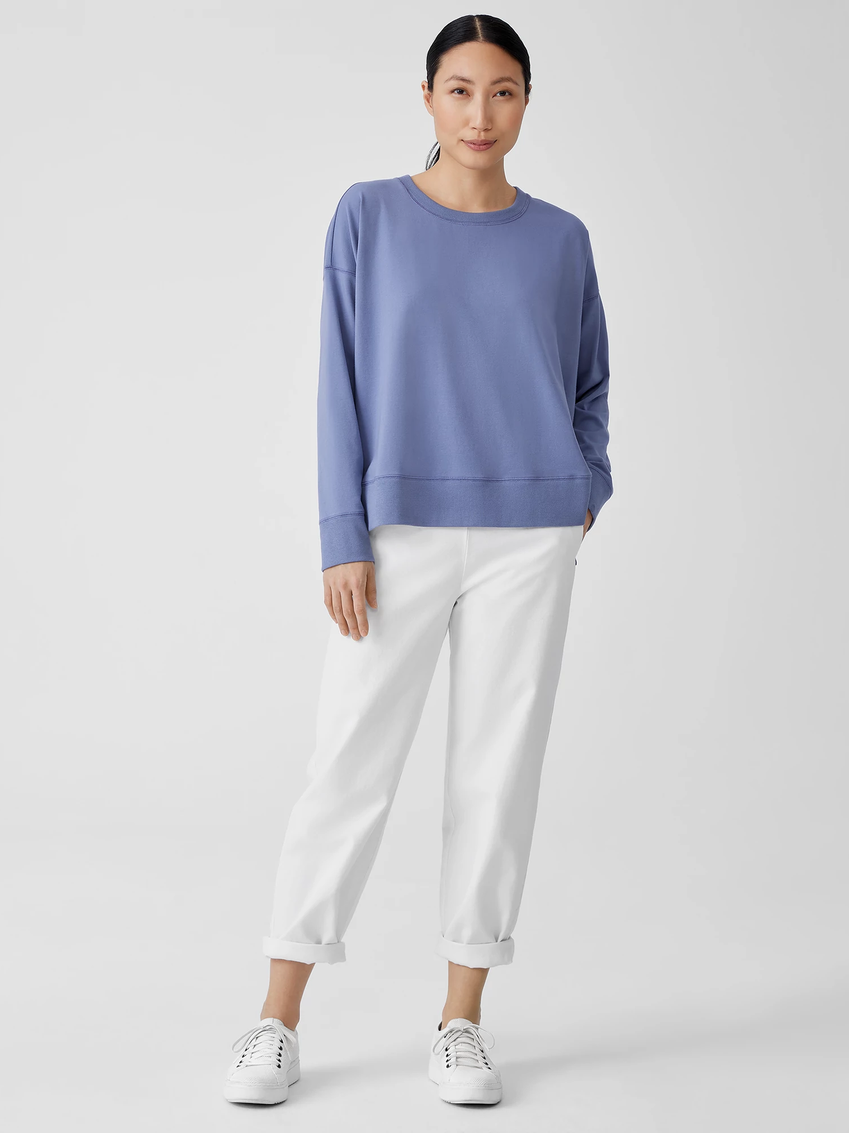 Traceable Organic Cotton Jersey Crew Neck Top EILEEN FISHER