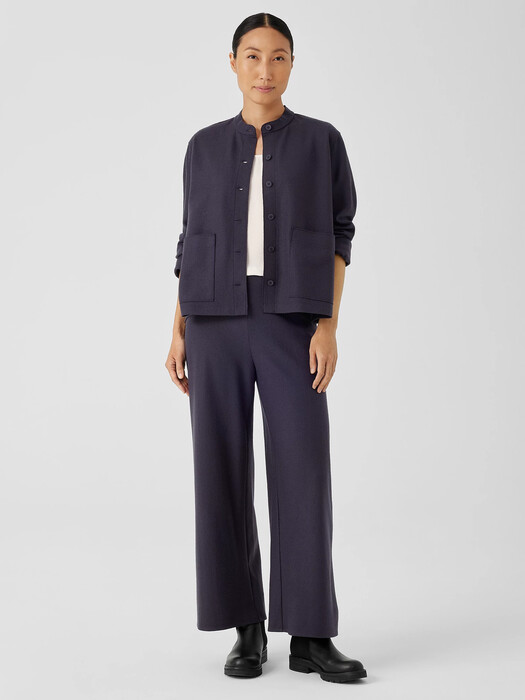 Boiled Wool Jersey Mandarin Collar Shirt Jacket