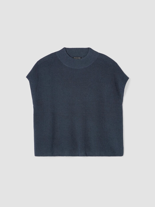 Organic Linen Cotton Mock Neck Top