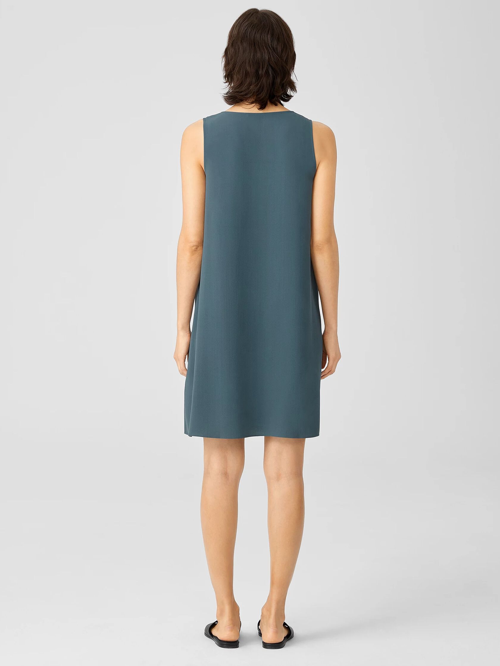 Silk Georgette Crepe Pleated Dress