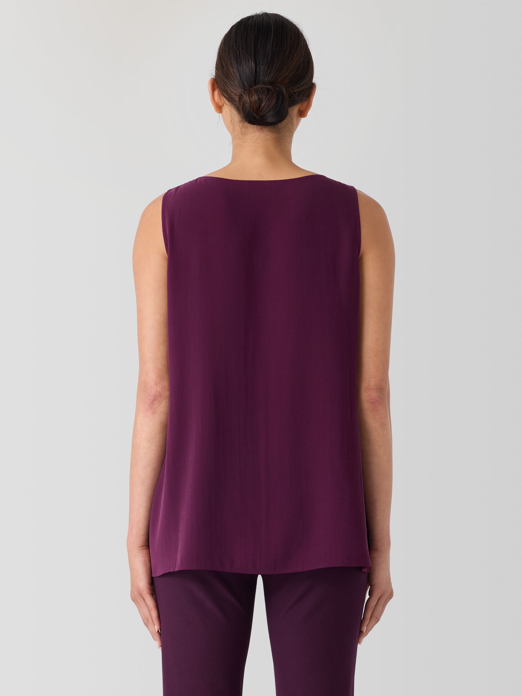 Silk Georgette Crepe Ballet Neck Long Tank