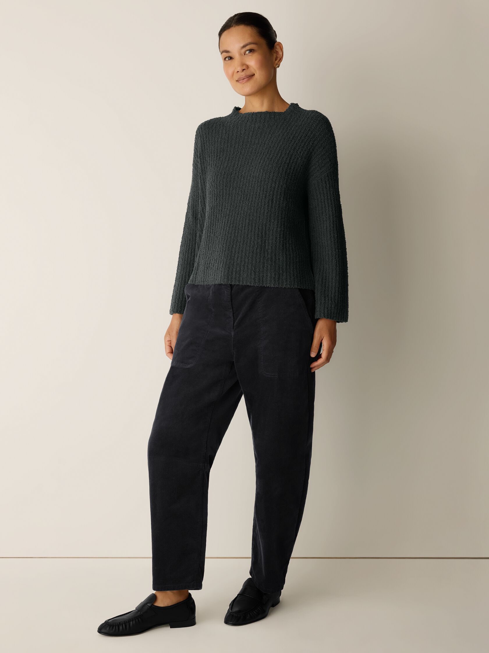 Organic Cotton Fluff Funnel Neck Top