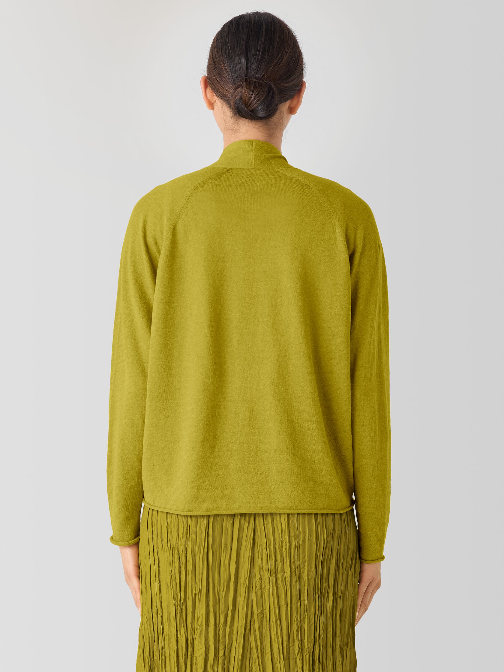 Organic Linen Cotton High Collar Cardigan