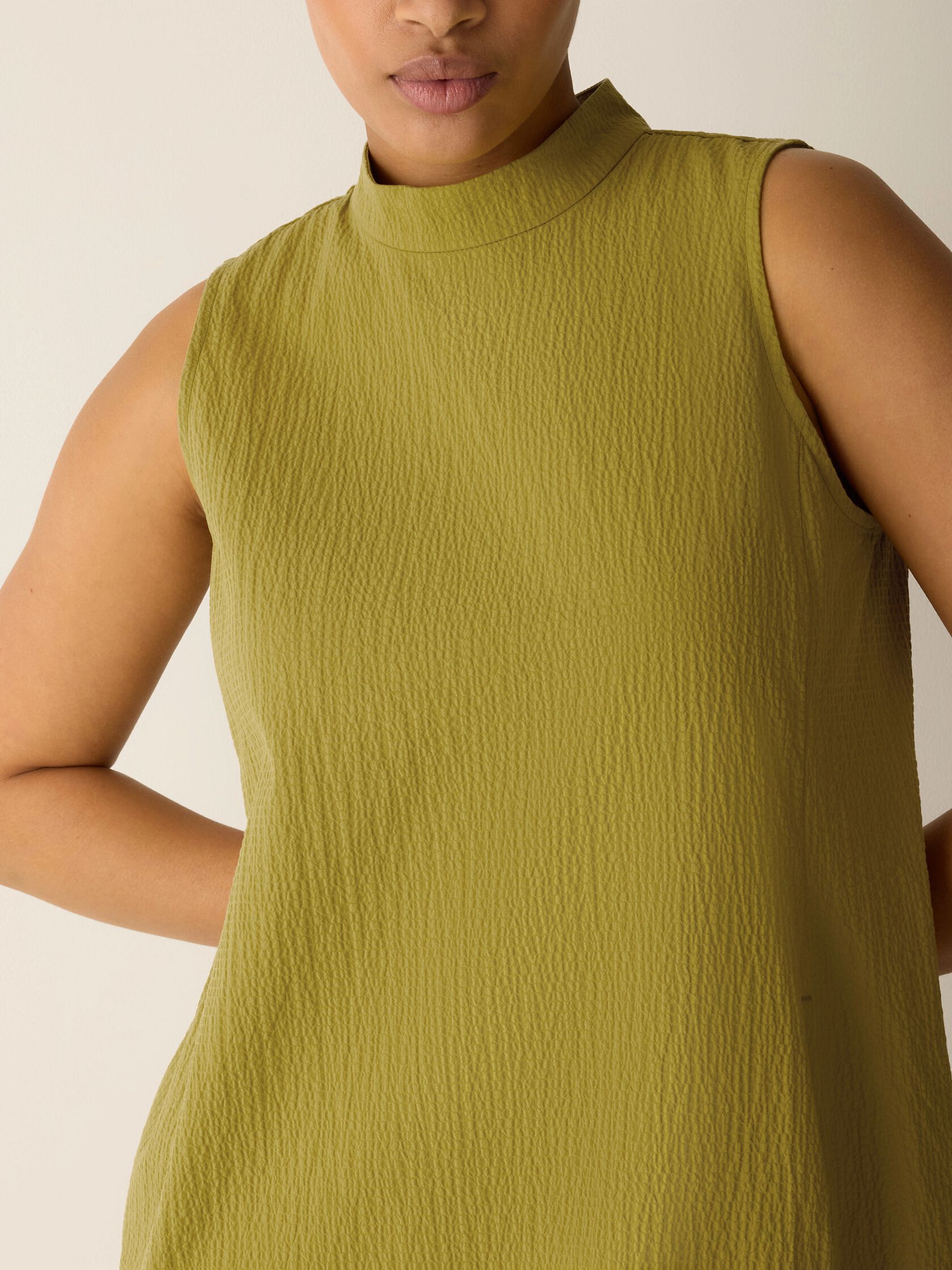 Organic Cotton Pucker Mock Neck Dress