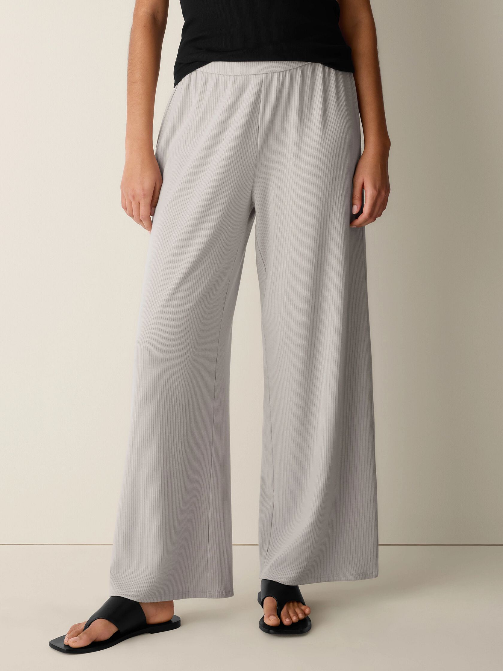 Ribbed Knit Wide-Leg Pant