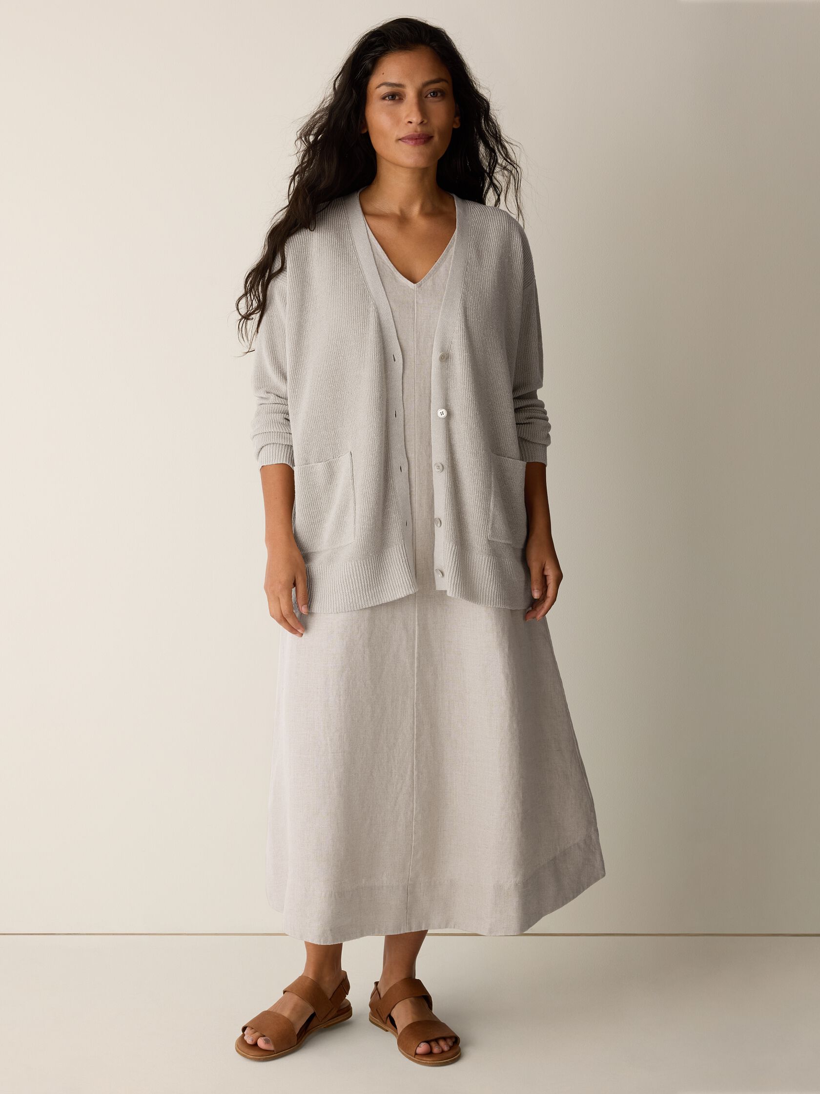Organic Linen Cotton Slouchy Long Cardigan
