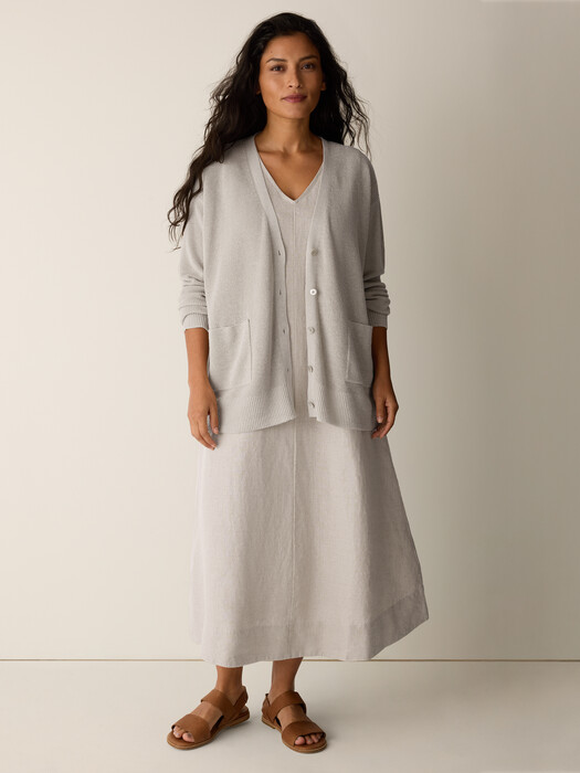 Eileen Fisher - Women's Organic Linen Cotton Slouchy Long Cardigan - White - Size: Petite Large Petites Eileen Fisher - Women's Organic Linen Cotton Slouchy Long Cardigan - White - Size: Petite Large Petites