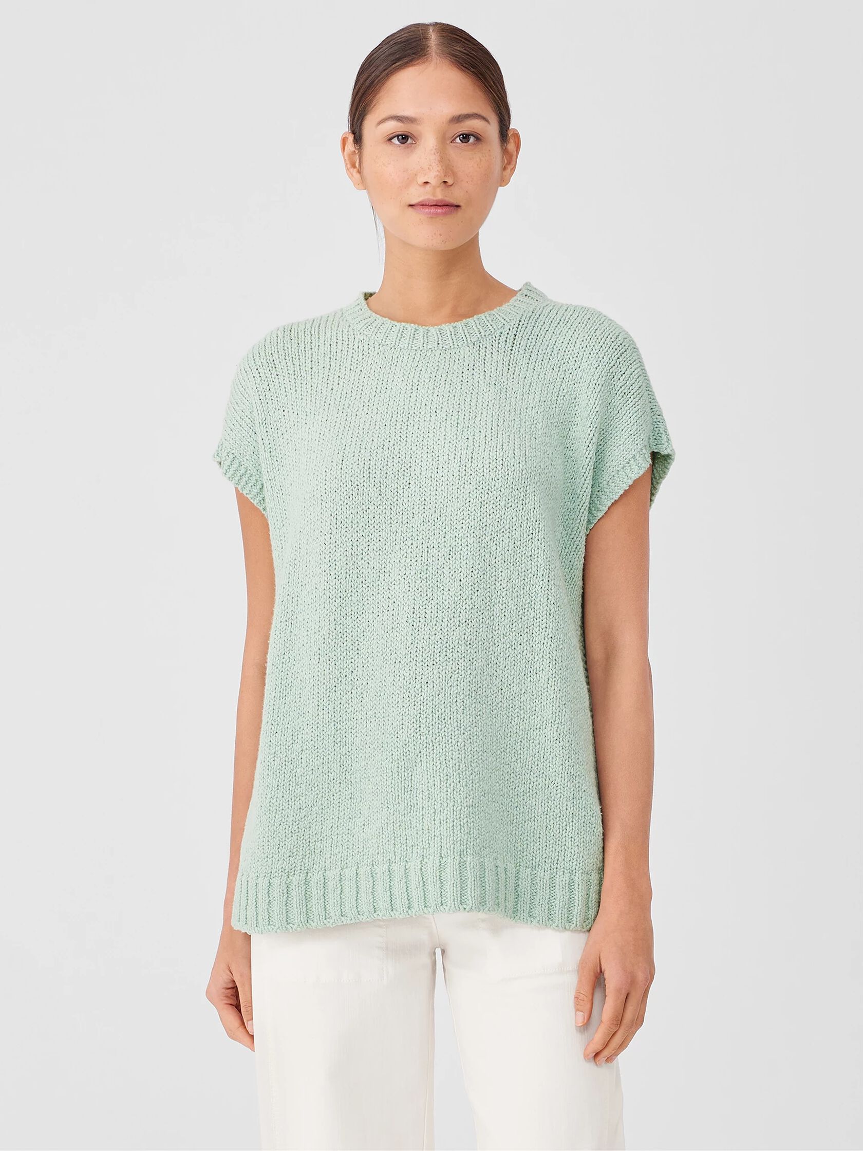 Peruvian Organic Cotton Crimp Crew Neck Top