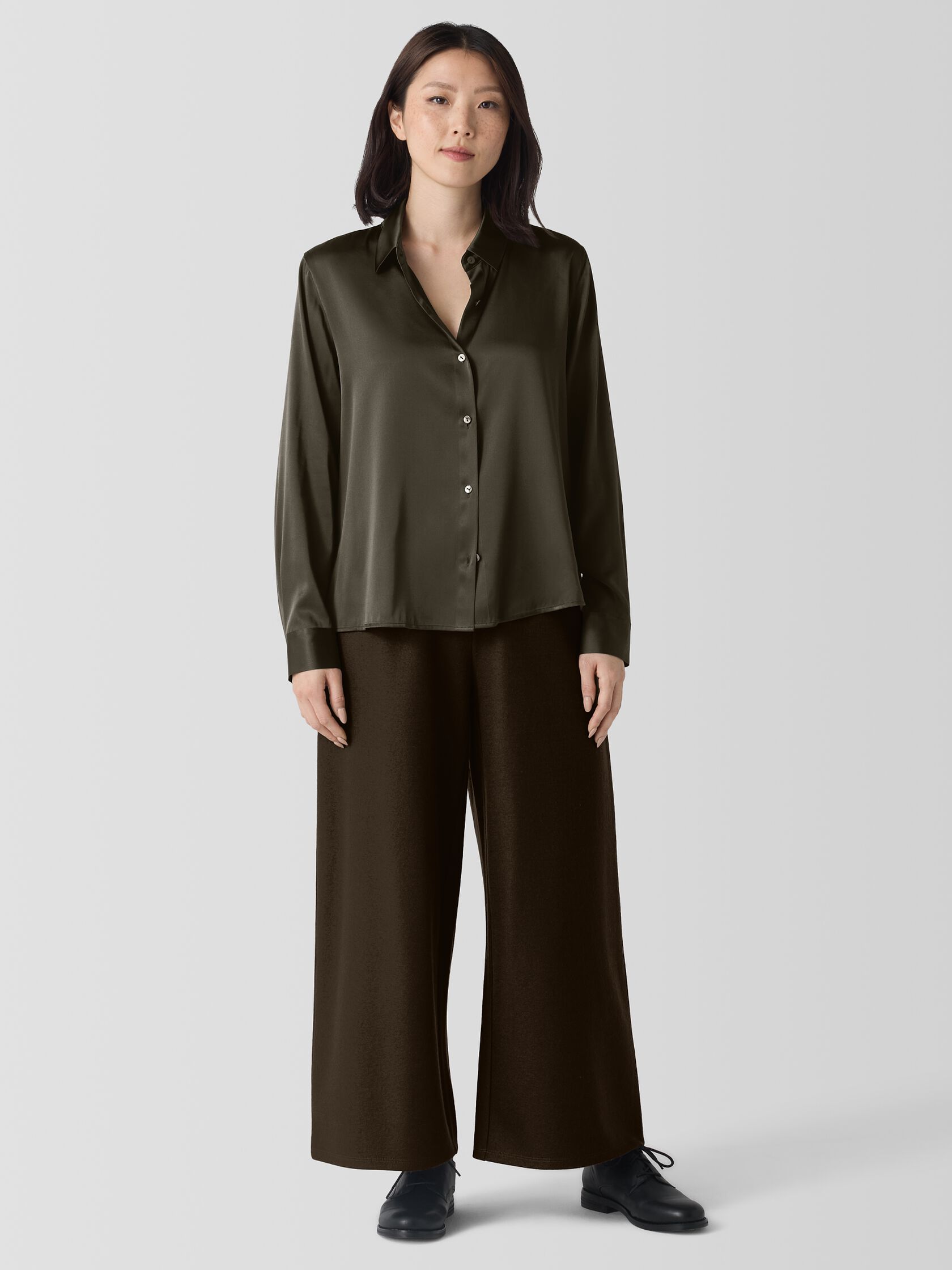 Felted Wool Jersey Wide-Leg Pant in Regenerative Wool
