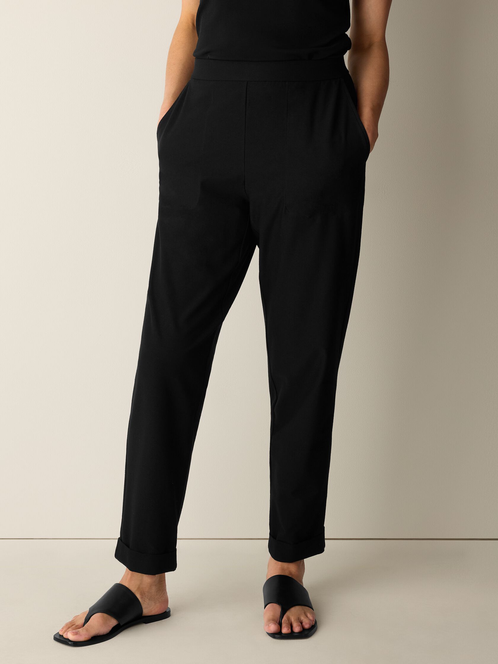 Washable Stretch Crepe Cuffed Pant