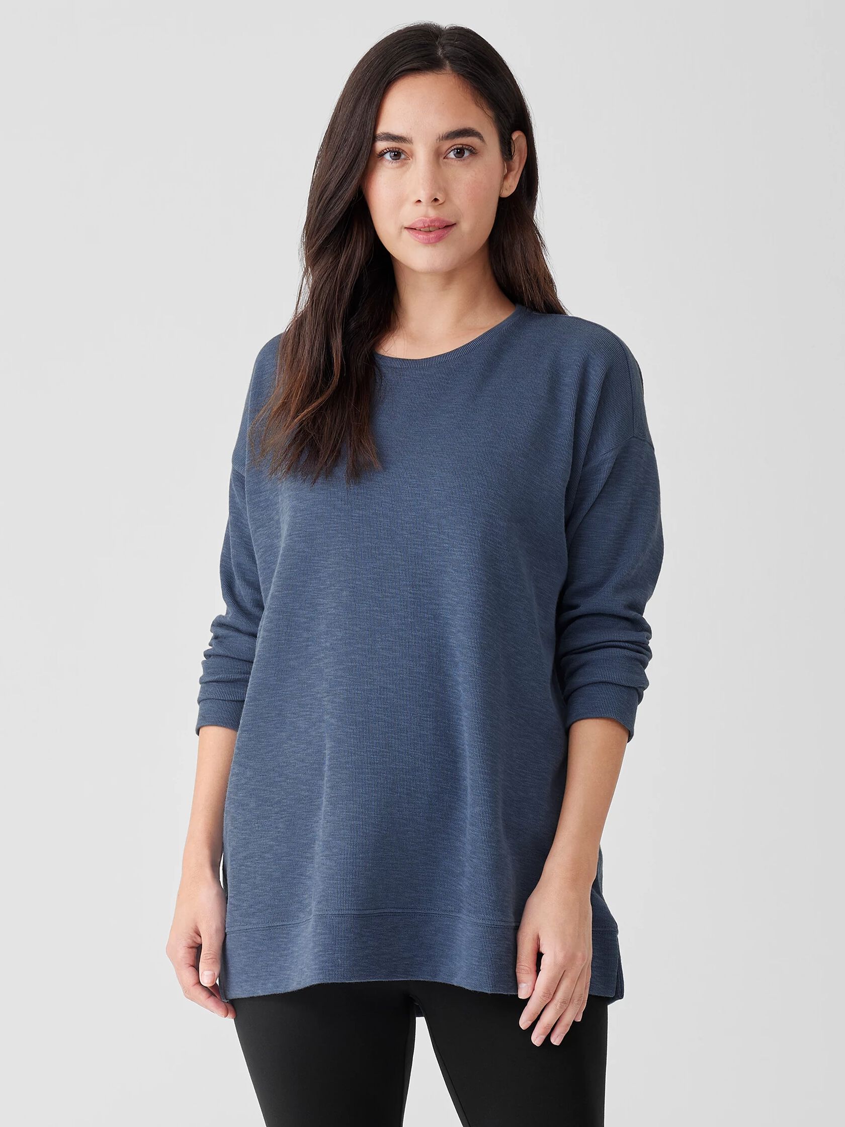 Organic Cotton Slubby Rib Knit Crew Neck Top