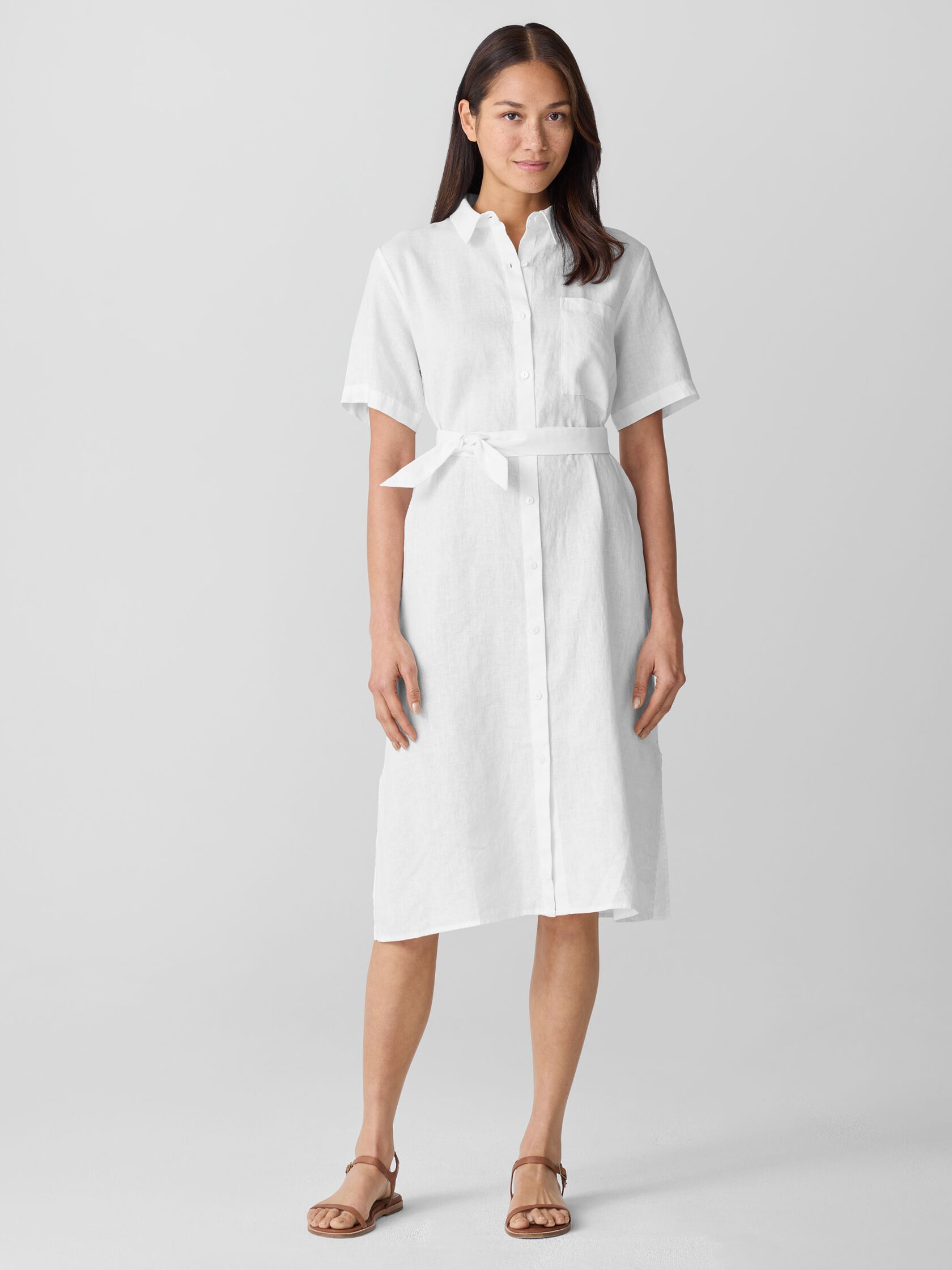 Organic Linen Classic Collar Shirtdress