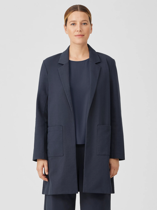 Cotton Blend Ponte Long Blazer