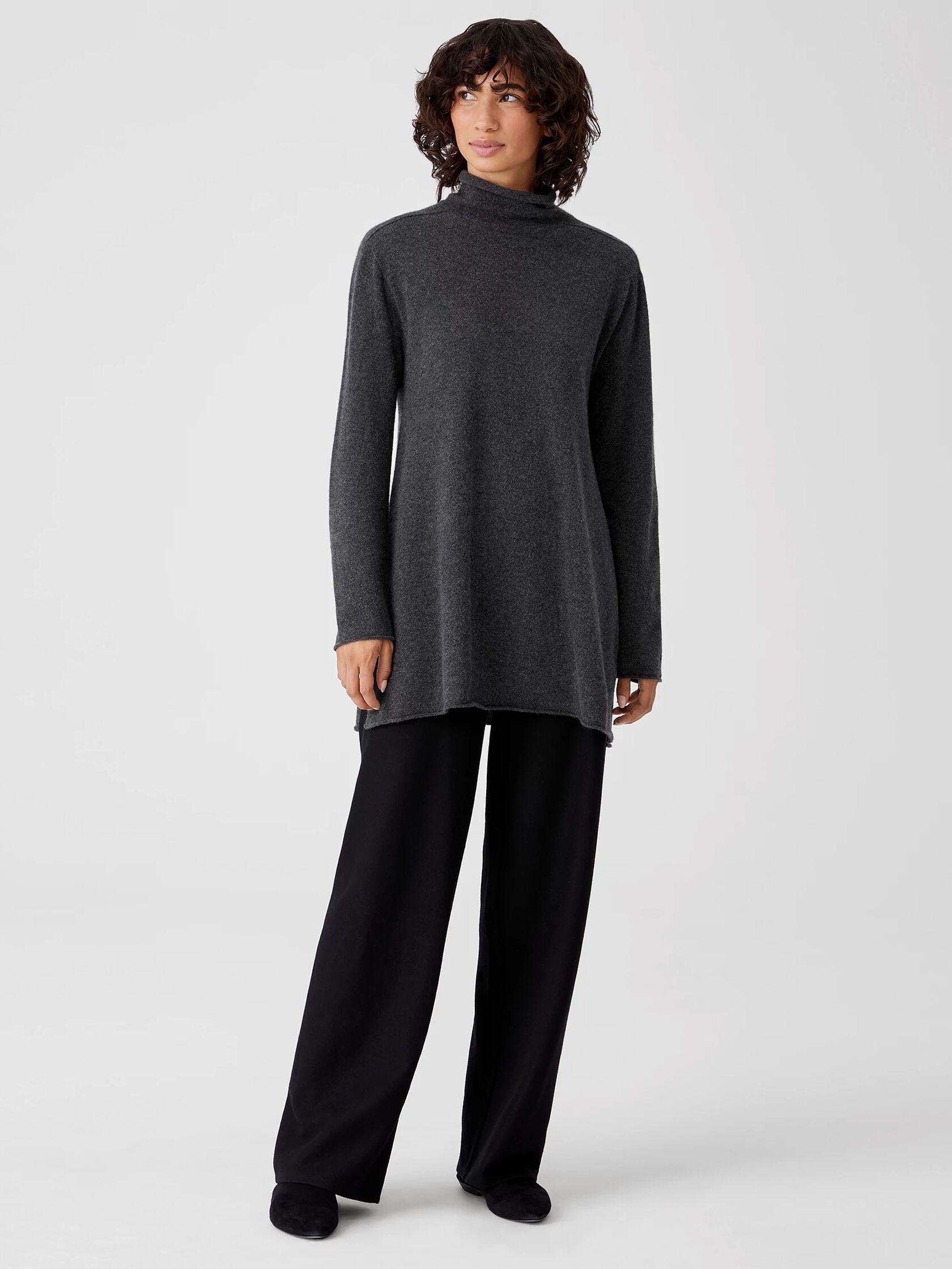 Italian Cashmere Turtleneck Long Top