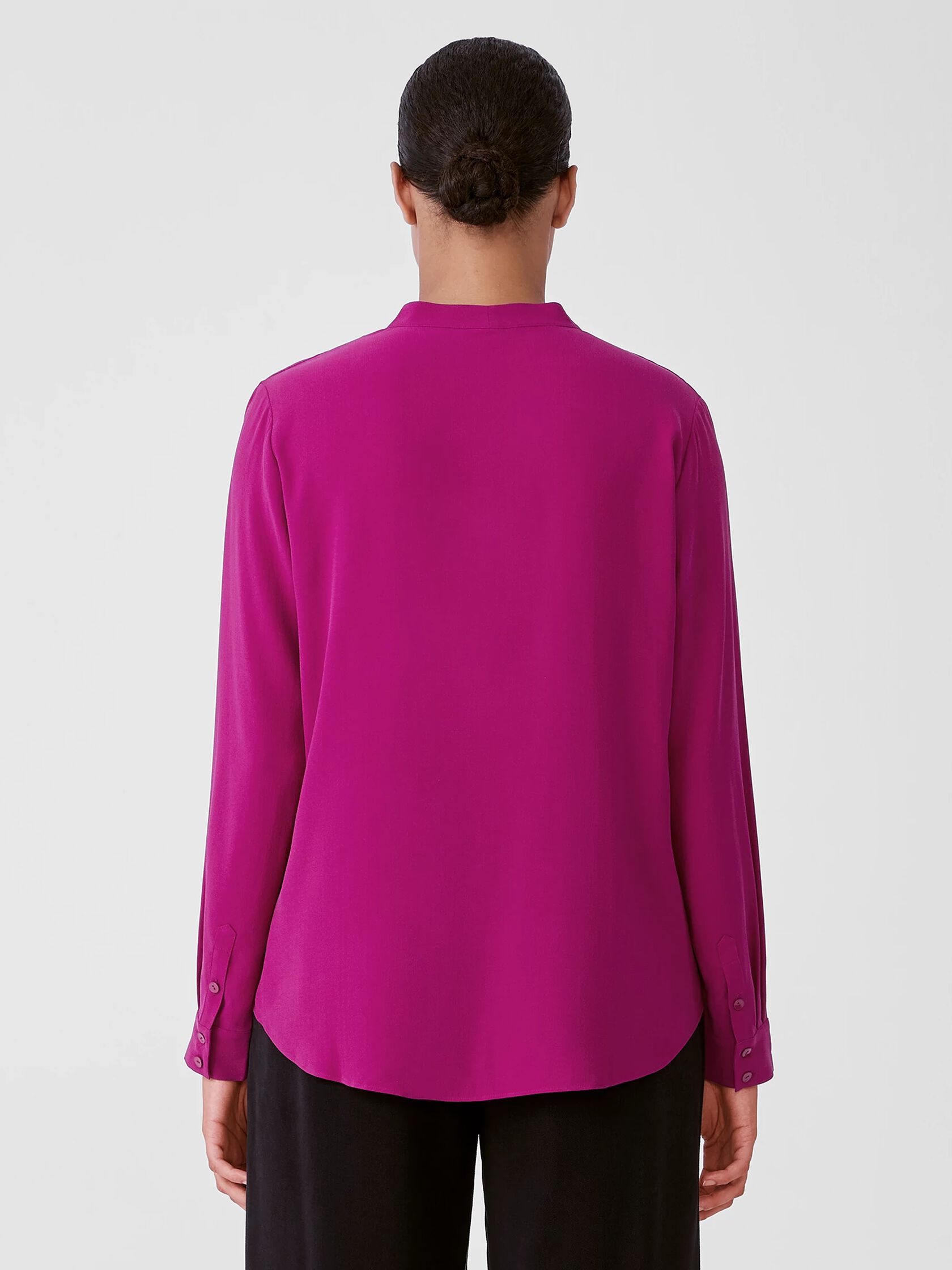 Silk Georgette Crepe V-Neck Shirt