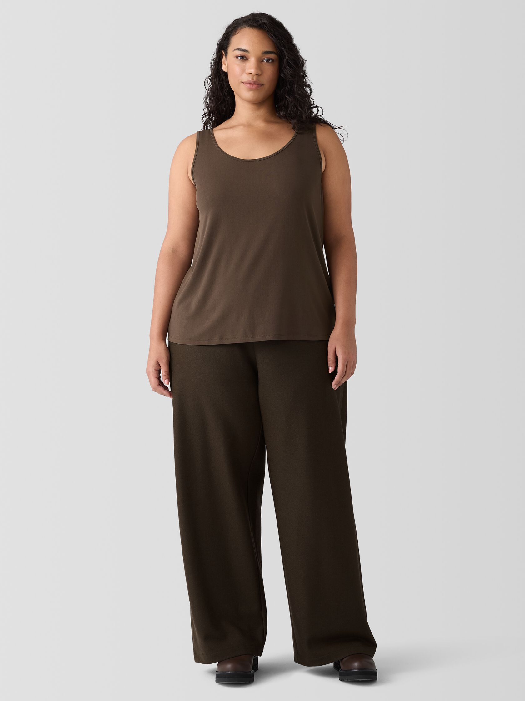 Felted Wool Jersey Wide-Leg Long Pant in Regenerative Wool