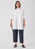 Washed Organic Cotton Poplin Mandarin Collar Long Shirt