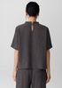 Woven Plissé Mock Neck Top