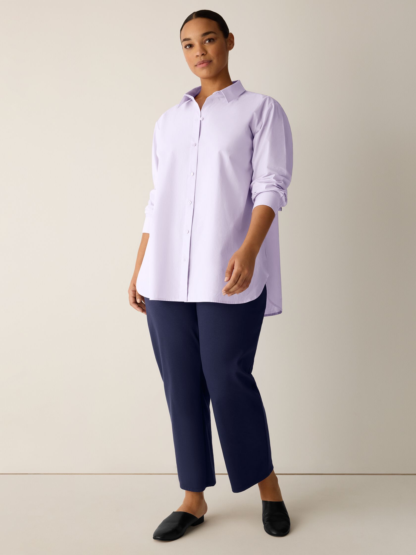 Cotton Blend Ponte Straight Pant