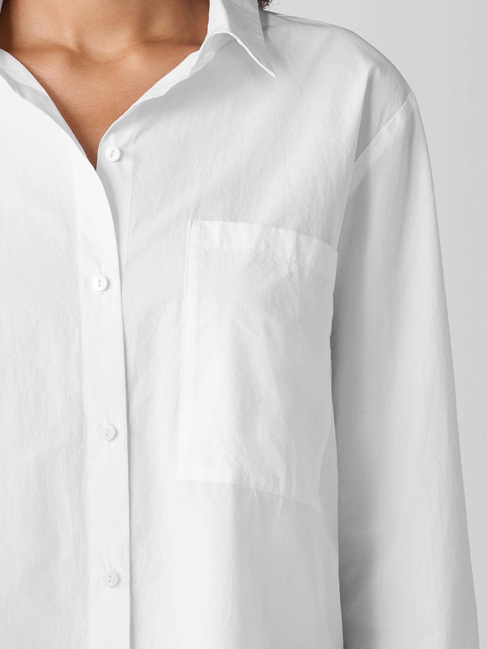 Washed Organic Cotton Poplin Classic Collar Long Shirt