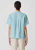 Organic Handkerchief Linen Band Collar Short-Sleeve Shirt