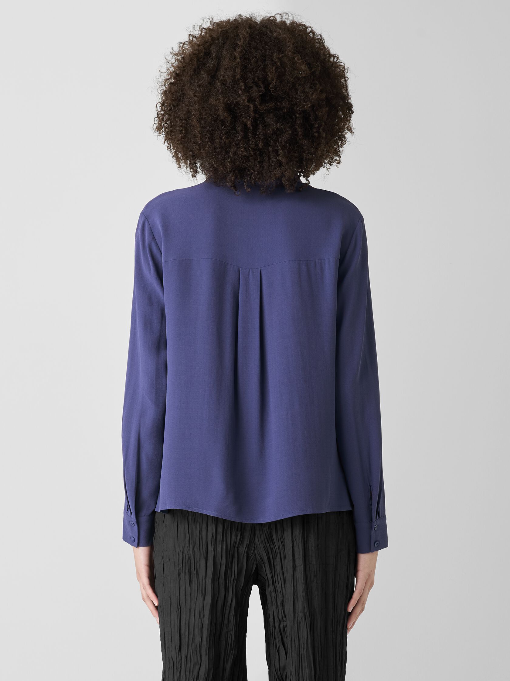 Silk Georgette Crepe Classic Collar Shirt