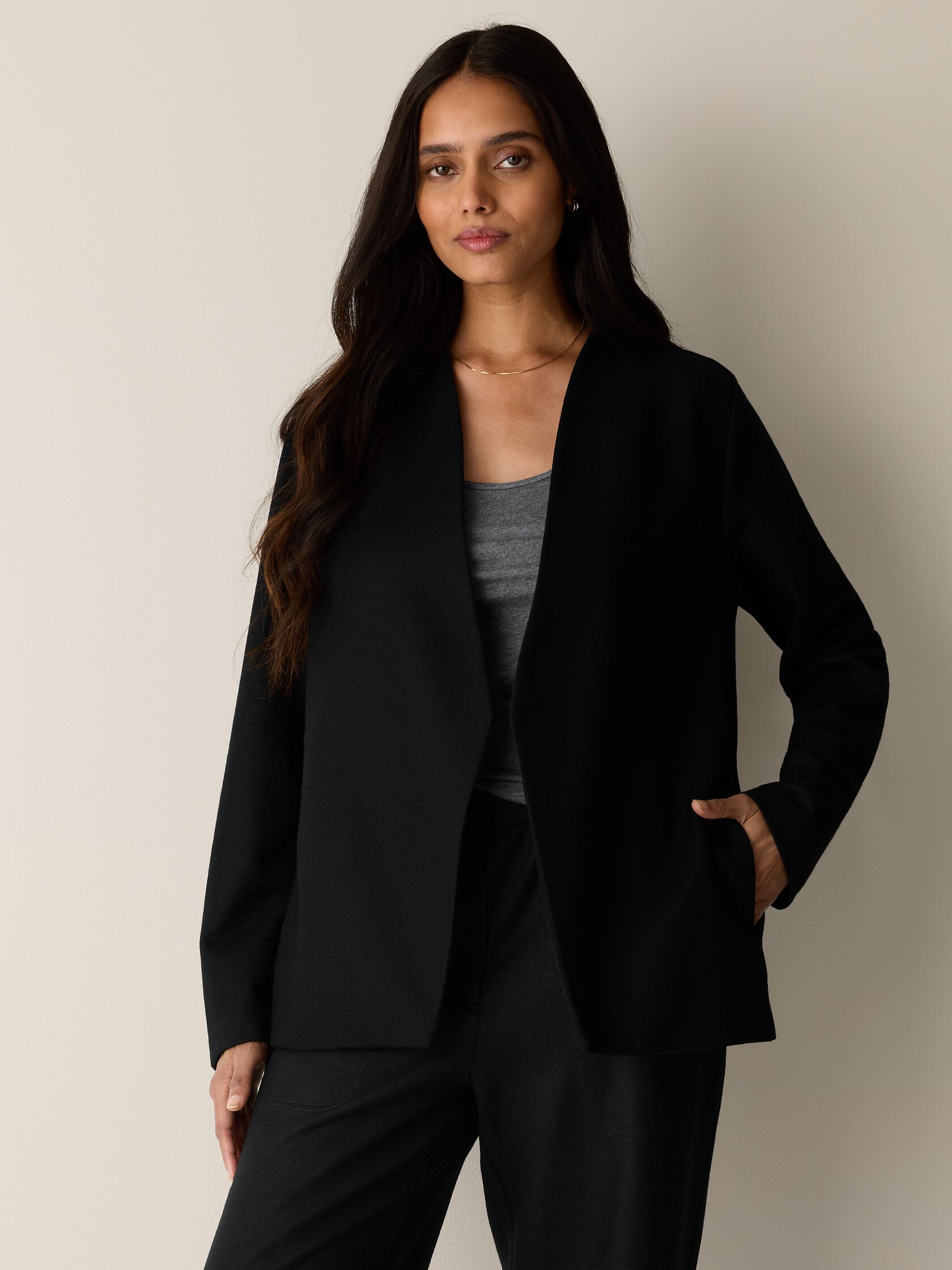 Felted Wool Jersey Angled Jacket in Regenerative Wool