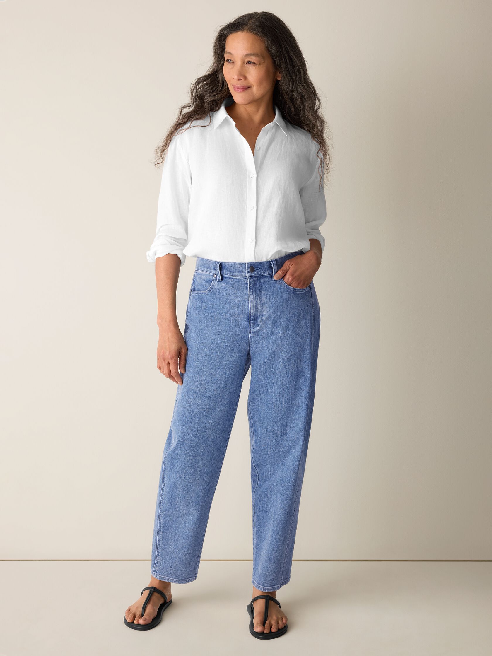 Cotton Stretch Denim Lantern Jean