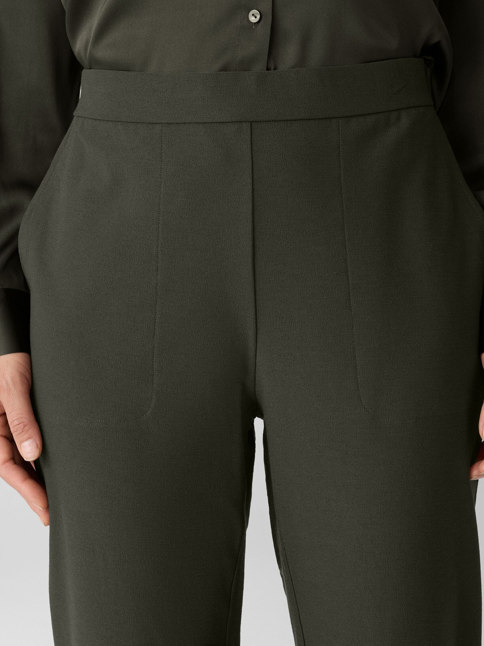 Washable Stretch Crepe Cuffed Pant