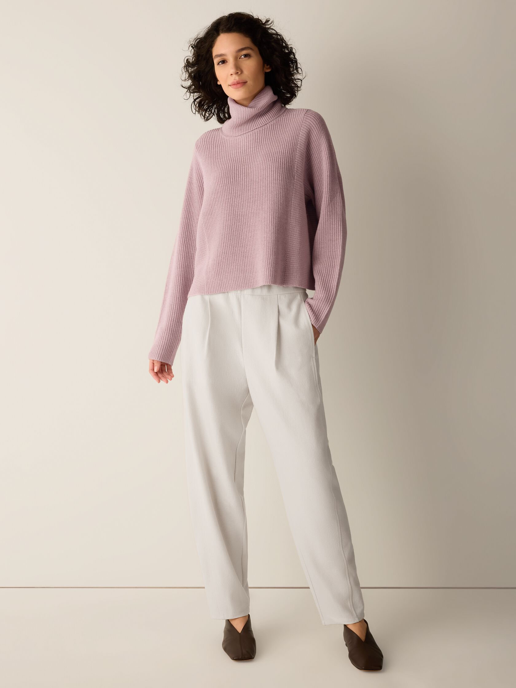 Italian Merino Turtleneck Top in Regenerative Wool