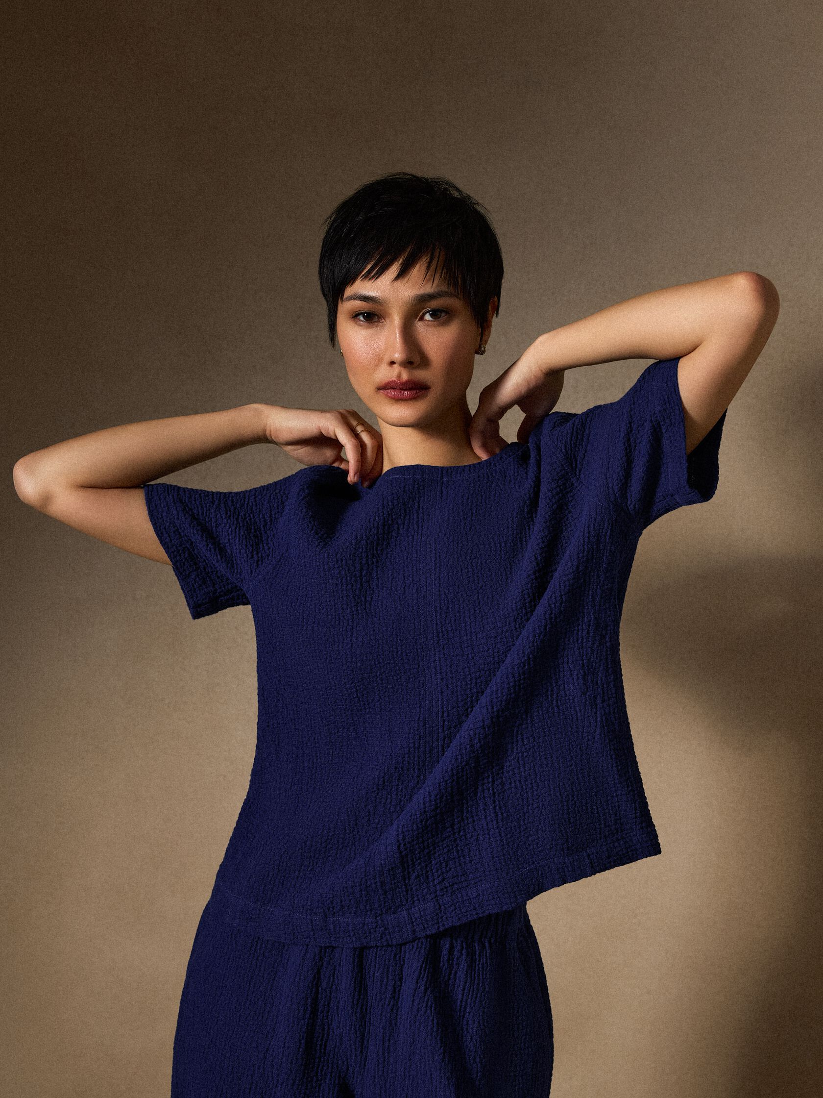 Organic Cotton Doubleweave Round Neck Top
