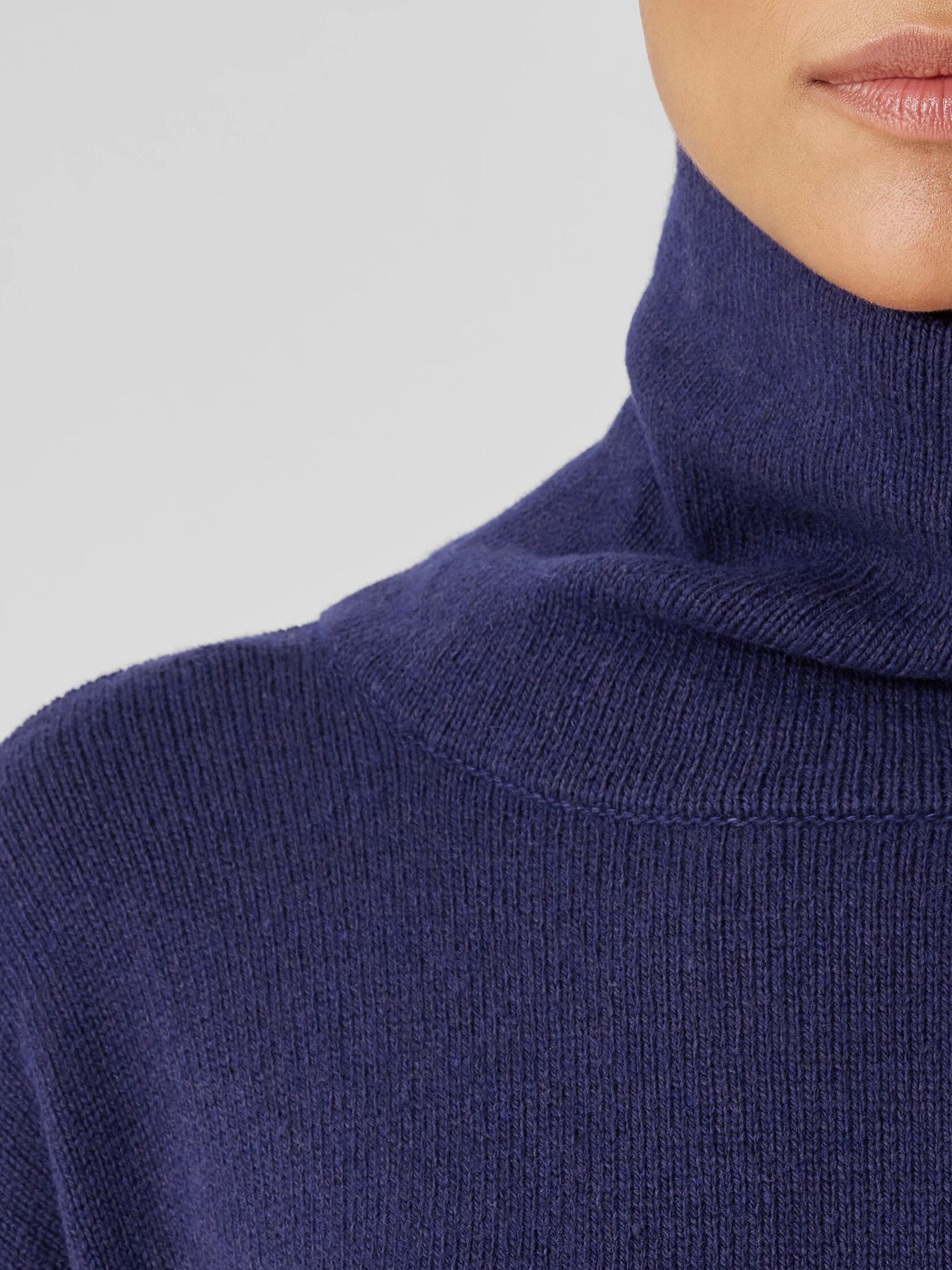 Cotton and Recycled Cashmere Turtleneck Long Top